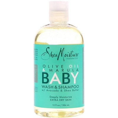 SheaMoisture 橄欖油&Marula嬰兒沐浴露和洗髮水,針對超乾性皮膚,13液量盎司(384毫升)