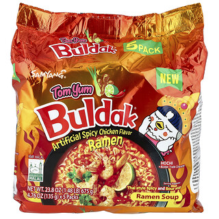 Buldak®，拉面湯，辣雞肉，冬陰肉湯，5 包，每包 4.76 盎司（135 克）