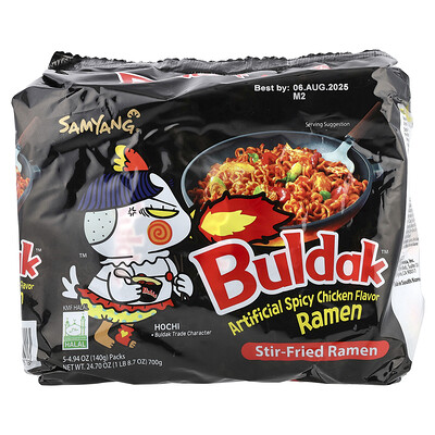 Buldak  Buldak™  Stir-Fried Ramen  Spicy Chicken  5 Packs  4.94 oz (140 g) Each