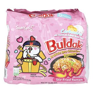 Buldak™, Ramen Tumis, Ayam Berempah, Carbonara, 5 Pek, 4.58 oz (130 g) Setiap satu
