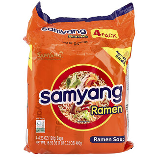 Samyang, 拉面汤，4 包，每包 4.23 盎司（120 克）