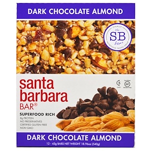 Купить Santa Barbara Bar, Dark Chocolate Almond , 12 Bars, 18.96 oz (540 g)  на IHerb
