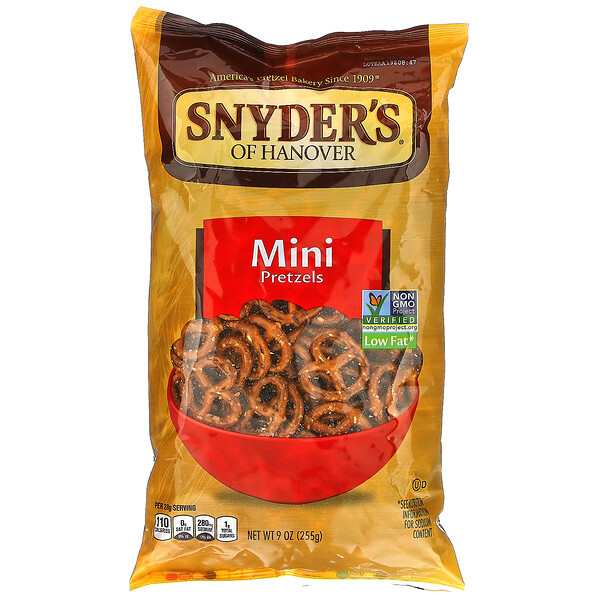 Snyder's‏, Mini Pretzels, Fat Free, 9 oz (255.2 g)