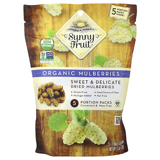 Sunny Fruit, Organic Dried Mulberries, 5 Portion Packs, 1.06 oz (30 g) Each