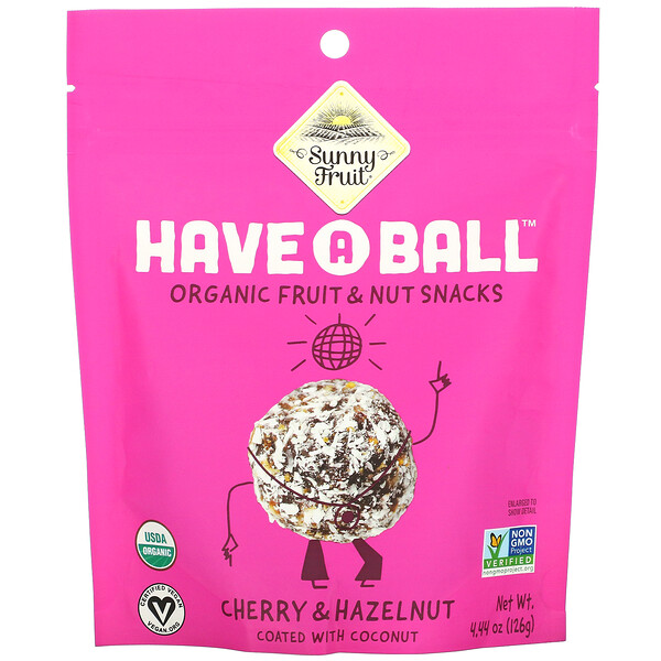 Sunny Fruit‏, Have A Ball, Organic Fruit & Nut Snacks, Cherry & Hazelnut, 4.44 oz ( 126 g)