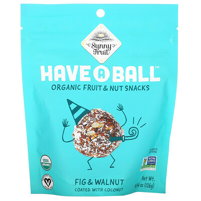 

Sunny Fruit, Have A Ball, Organic Fruit & Nut Snacks, Fig & Walnut, 4.44 oz ( 126 g)