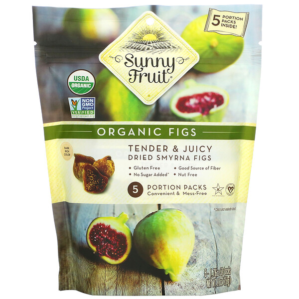 Sunny Fruit‏, Organic Figs, 5 Portion Packs, 1.76 oz ( 50 g) Each