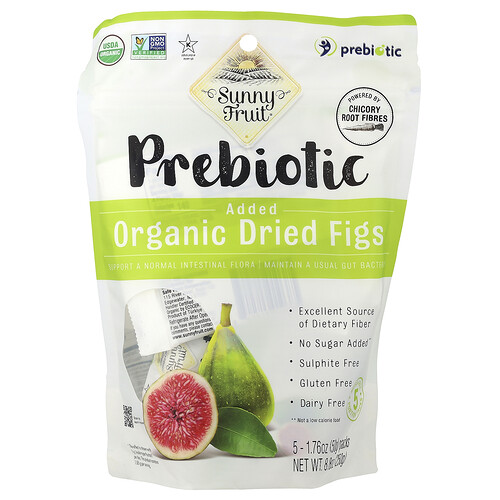 Sunny Fruit Organic Dried Figs With Added Prebiotics, 5 Packs, 1.76 oz (50 g) Each