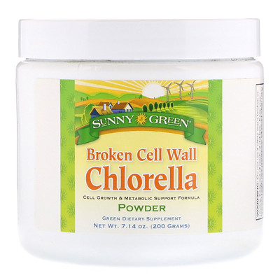 Sunny Green Broken Cell Wall Chlorella Powder, 7.14 oz (200 g)