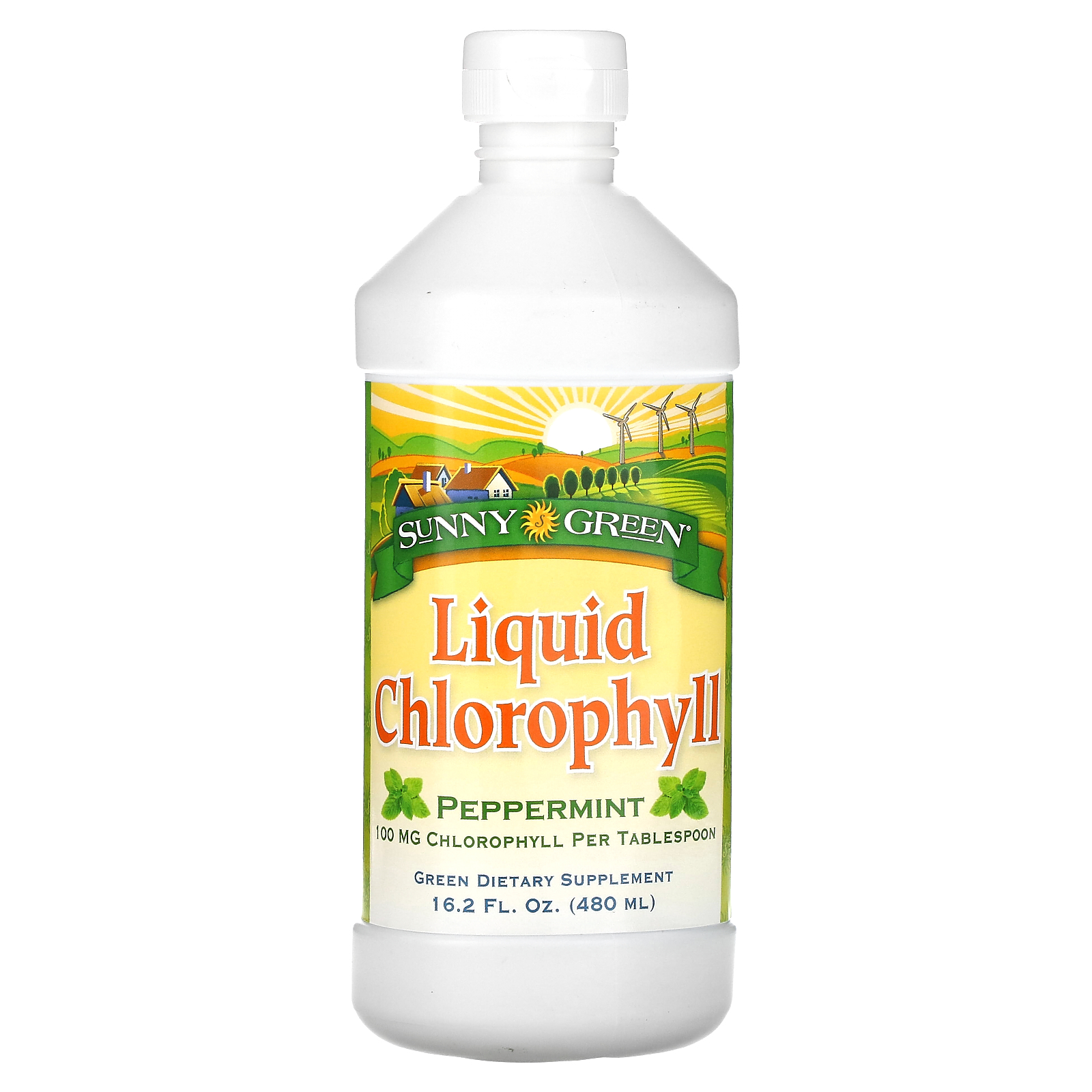 Sunny Green, Liquid Chlorophyll, Peppermint, 100 mg, 16.2 fl oz (480 ml
