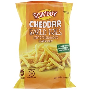 Купить Snikiddy, Fries, Potato & Corn Snacks, Cheddar Cheese, 4.5 oz (127.6 g)  на IHerb