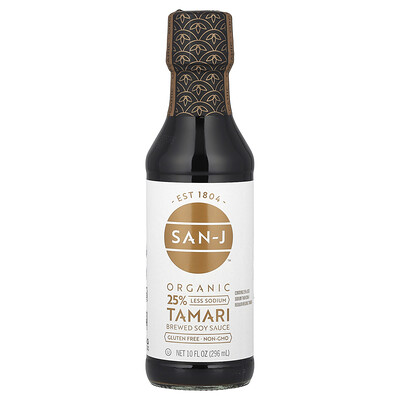 San-J  Organic Tamari Brewed Soy Sauce  25% Less Sodium  10 fl oz (296 ml)