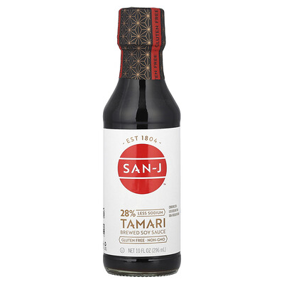 San-J  Tamari Brewed Soy Sauce  28% Less Sodium  10 fl oz (296 ml)