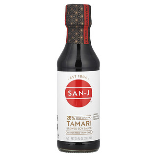 San-J, Sos de soia preparat Tamari, 28% mai puțin sodiu, 10 fl oz (296 ml)