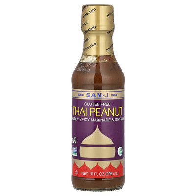 San-J  Thai Peanut  Mildy Spicy Marinade & Dipping  Gluten Free  10 fl oz (296 ml)