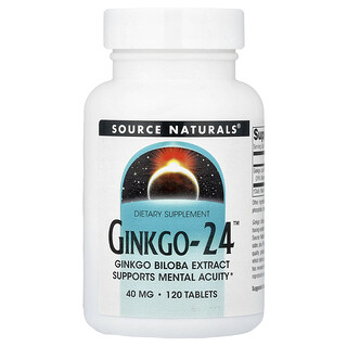 Source Naturals, Ginkgo-24™, 40 мг, 120 таблеток
