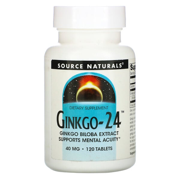 Source Naturals, Ginkgo-24, 40 mg, 120 Tablets