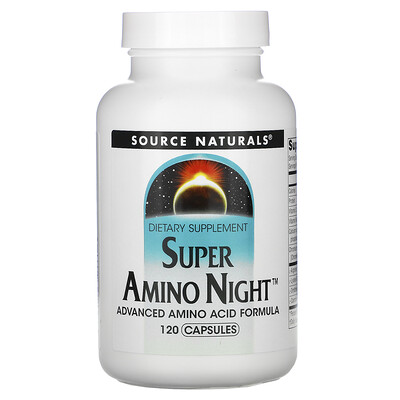 

Source Naturals Super Amino Night, формула с аминокислотами, ночная, 120 капсул