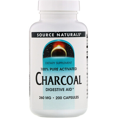 Source Naturals Древесный уголь, 260 мг, 200 капсул
