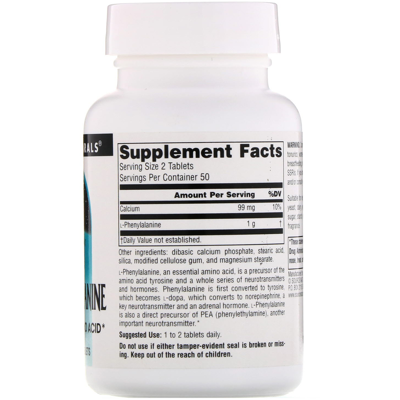 Source Naturals L フェニルアラニン 500 Mg 100 錠 Iherb