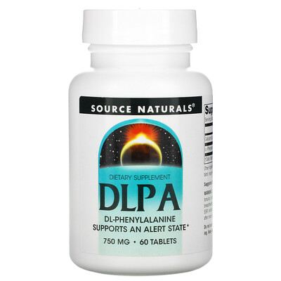 Source Naturals DLPA (DL-фенилаланин), 750 мг, 60 таблеток