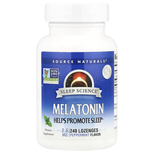 Source Naturals Melatonin - Peppermint Supplement Vitamin | 2.5 mg | 240 Loz