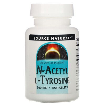 Source Naturals N-ацетил L-тирозин, 300 мг, 120 таблеток