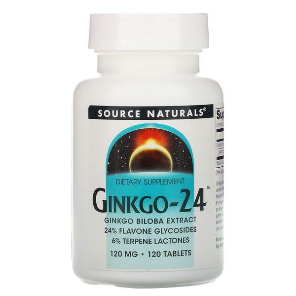 Source Naturals, Ginkgo-24, 120 mg, 120 Tabletten