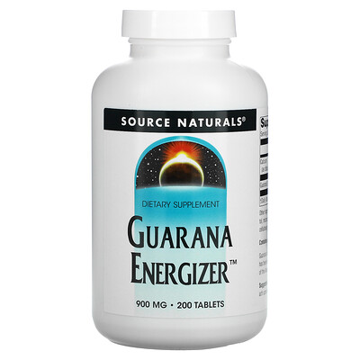 

Source Naturals Энергетик с гуараной, 900 мг, 200 таблеток