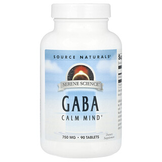 سورس ناتورالز‏, Serene Science® ، GABA ، 750 ملجم ، 90 قرصًا