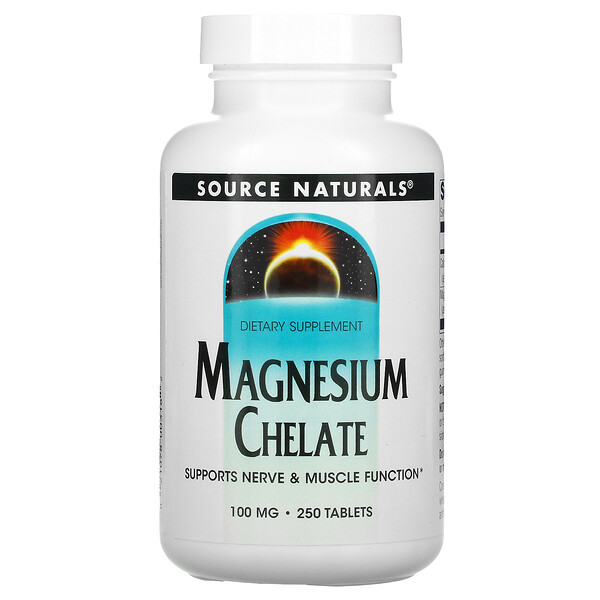 Source Naturals, Magnesium Chelate, 100 mg, 250 Tablets iHerb