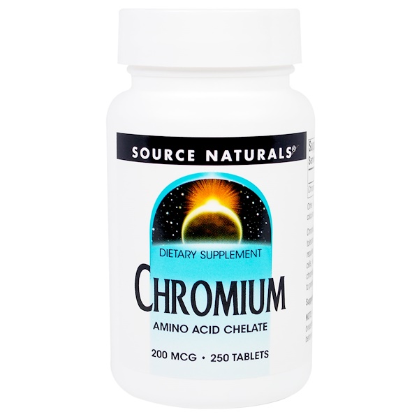 Source Naturals, Хром, 200 мкг, 250 таблеток