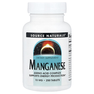 Source Naturals, Manganeso, 10 mg, 250 comprimidos