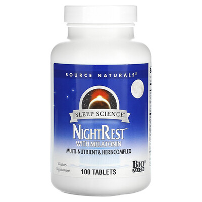 

Source Naturals Sleep Science NightRest with Melatonin 100 Tablets