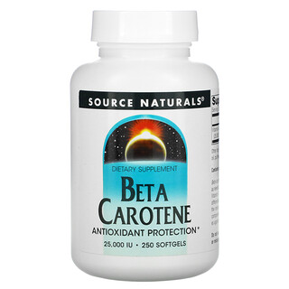 Source Naturals, бета-каротин, 25 000 МЕ, 250 мягких таблеток