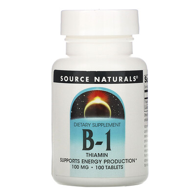 Source Naturals Витамин B-1, тиамин, 100 мг, 100 таблеток