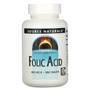 Отзывы о Сорс Начэралс, Folic Acid, 800 mcg, 500 Tablets