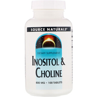 Source Naturals, Inositol et choline, 800 mg, 100 comprimés