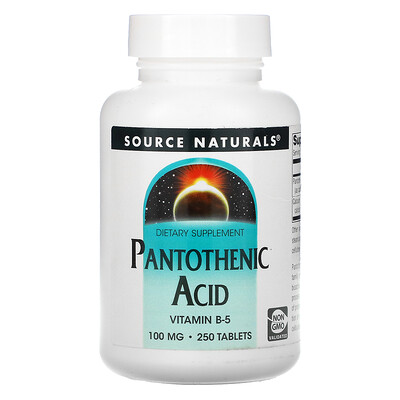Source Naturals Пантотеновая кислота, 100 мг, 250 таблеток