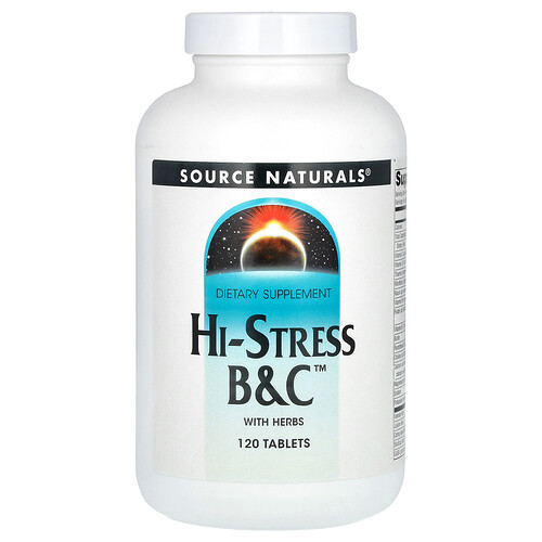 Source Naturals Hi-Stress B&C With Herbs, 120 Tablets