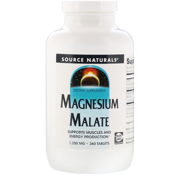 Source Naturals, Яблочнокислый магний, 1250 мг, 360 таблеток