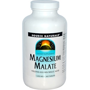 Source Naturals, Яблочнокислый магний, 1,250 мг, 360 таблеток
