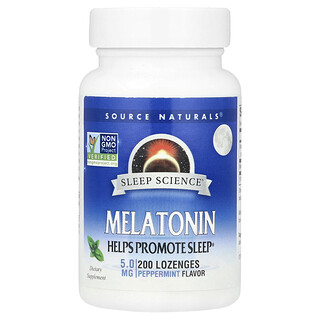 Source Naturals, Melatonina, Hortelã-Pimenta, 5 mg, 200 Pastilhas