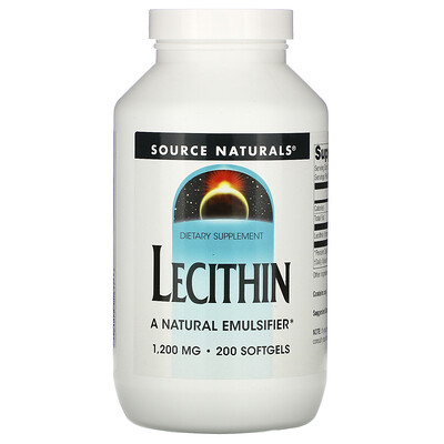 Source Naturals Лецитин, 1200 мг, 200 мягких желатиновых капсул