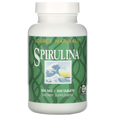 

Source Naturals Спирулина, 500 мг, 200 таблеток