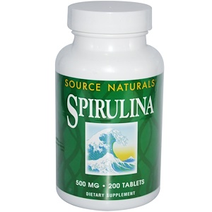 Source Naturals, Спирулина, 500 мг, 200 таблеток