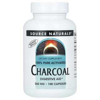 Source Naturals, 100% Pure Activated Charcoal, 260 mg , 100 Capsules