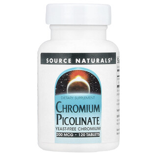 Source Naturals, Picolinato de cromo, 200 mcg, 120 comprimidos