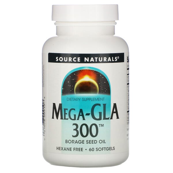 Source Naturals‏, תוסף תזונה Mega-GLA 300‏, 60 כמוסות רכות