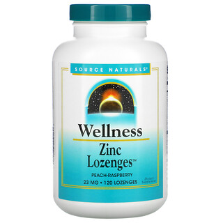 Source Naturals, Wellness, Zinc Lozenges, Peach-Raspberry, 23 mg, 120 Lozenges